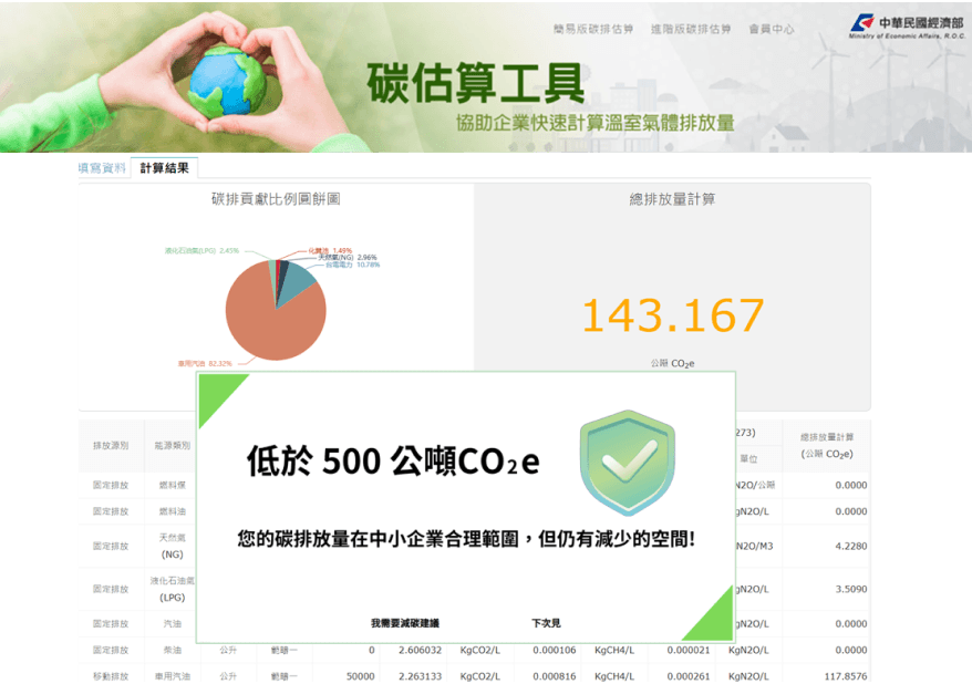 經濟部碳估算工具平台